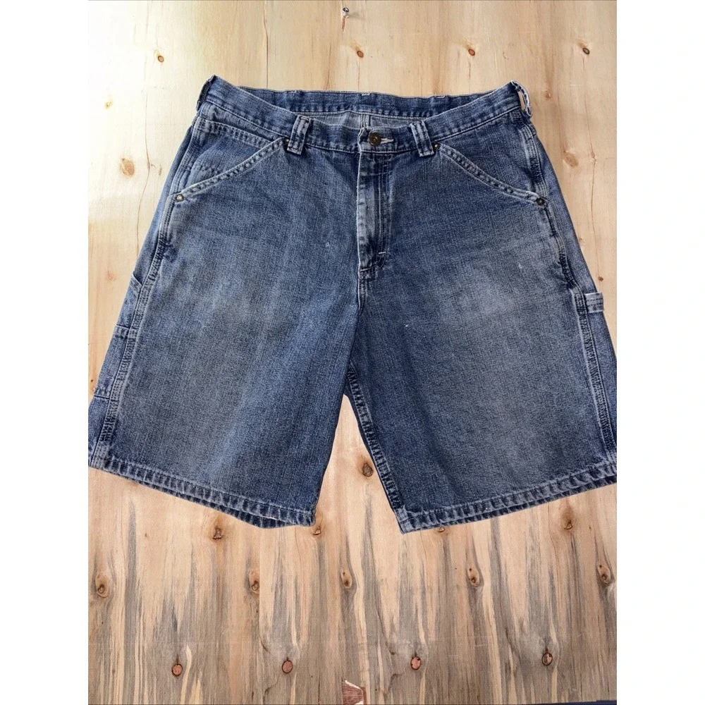 Lee Dungarees Carpenter Jean Shorts Mens 36 Blue Denim Vintage 10in Inseam